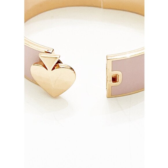 Kate Spade NY Rococo Pink Enamel Hinged Heritage Bangle Bracelet Rose Gold Tone - Picture 3 of 7